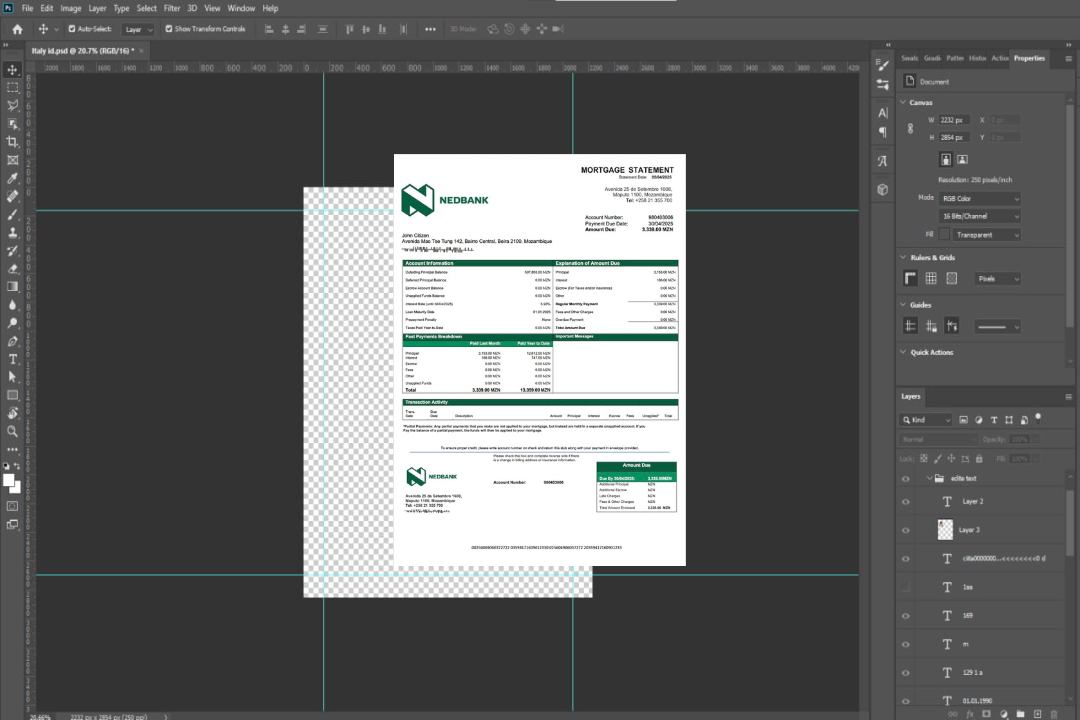 Modèle Word et PDF de relevé hypothécaire de Nedbank Moçambique Mozambique template